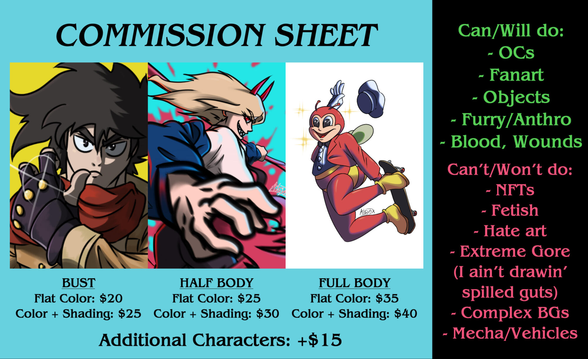 Commissions Sheet